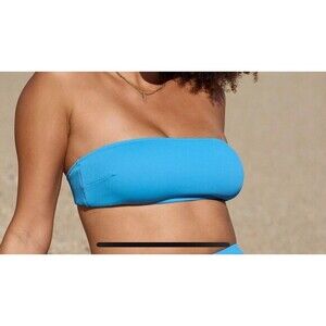 Aerie  TheBoardwalker  Ribbed Bikini Top Padded Removable Straps Sz M Light Blue